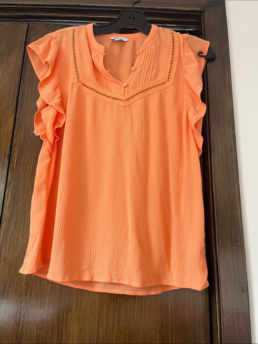 Reitmans Coral Orange Flutter Sleeve Blouse